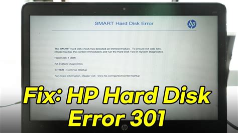 Fix Hp Smart Disk Error 301 Hp Probook Laptop Hard Drive Problem Repair Youtube