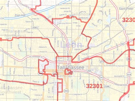 tallahassee fl zip code map map