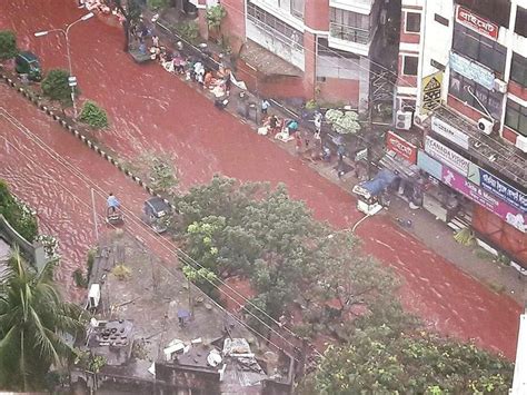 Blood runs through streets of Dhaka after mixing with monsoon rains