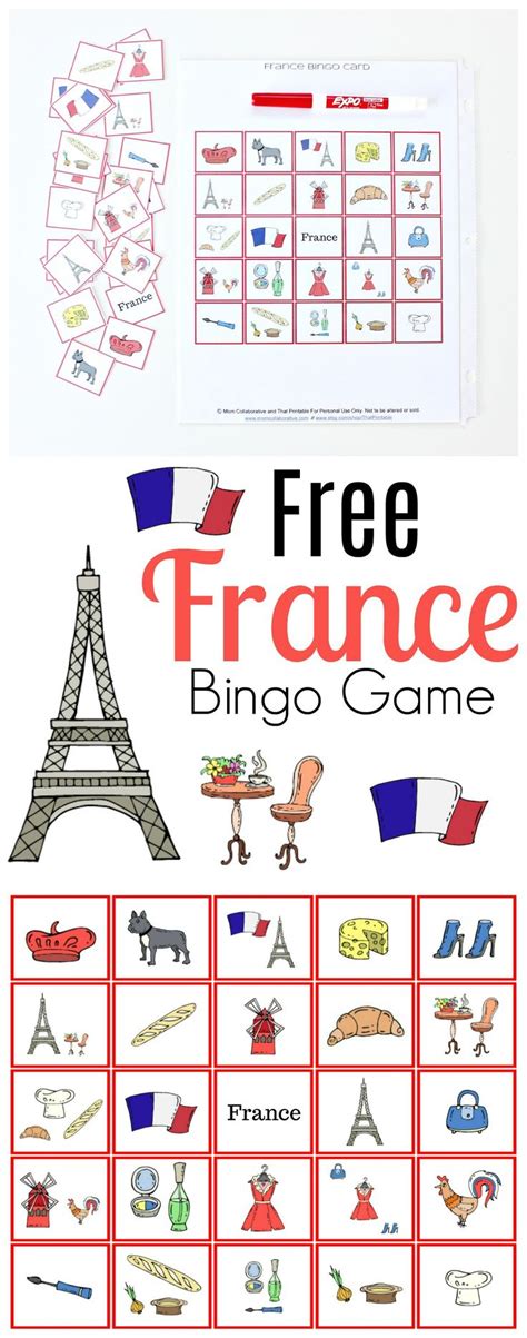 Free France Bingo Printable Game For Kids France For Kids Printable