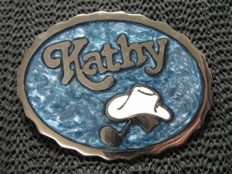 PRISONER MADE KATHY COWGIRL COUNTRY MUSIC BELT BUCKLE VINTAGE RARE