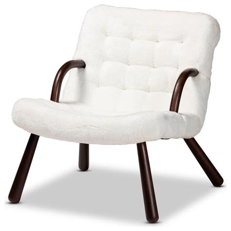 kaleem contemporary white sherpa upholstered accent chair midcentury armchairs and accent