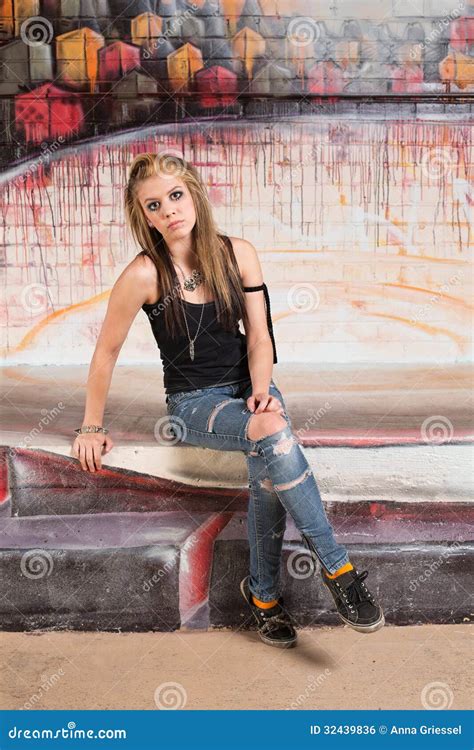 Tough Girl Leaning Stock Photo Image Of Copyspace Disappointed 32439836