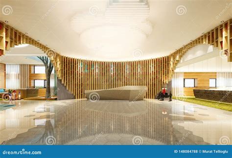 3d Render Of Luxury Hotel Reception Lobby Stock Illustration