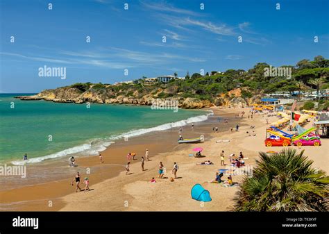 Praia Da Oura In Summer Near Albufeira Algarve Portugal Stock Photo