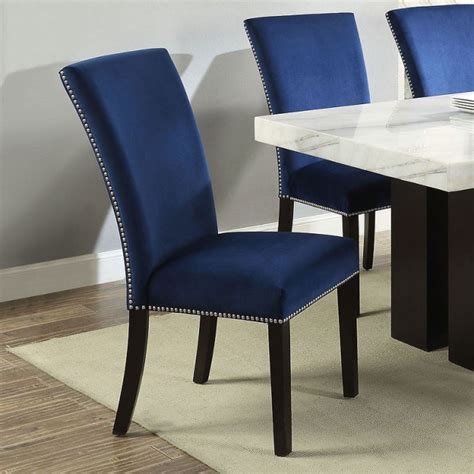 Camila Dining Chair Blue Velvet Set Of 2 By Steve Silver Furniture