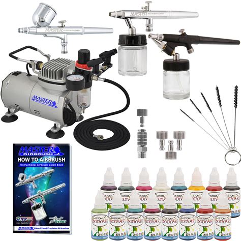 Pro 3 Airbrush Face Paint And Body Art System 16 Color Kit Air Compressor