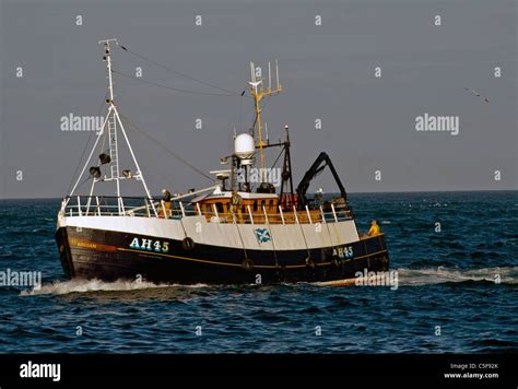 Scottish Fishing Boat At Sea Stock Photo Alamy