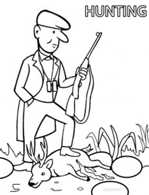 Vector of a cartoon hunter carrying his gear outlined coloring. Printable Hunting Coloring Pages For Kids