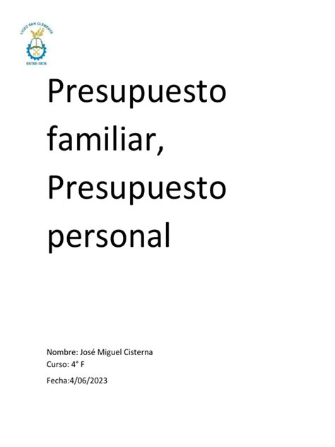 Presupuesto Familiar Presupuesto Personal Pdf Presupuesto Economias