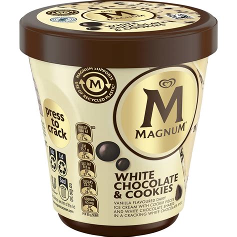 Magnum White Chocolate And Cookies Tub 440ml Woolworths
