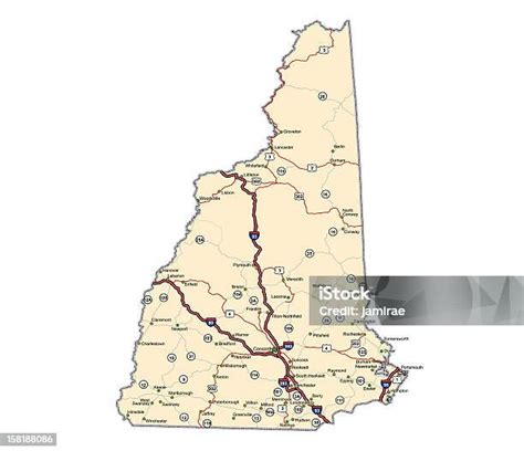 New Hampshire Highway Map Stock Illustration Download Image Now Map