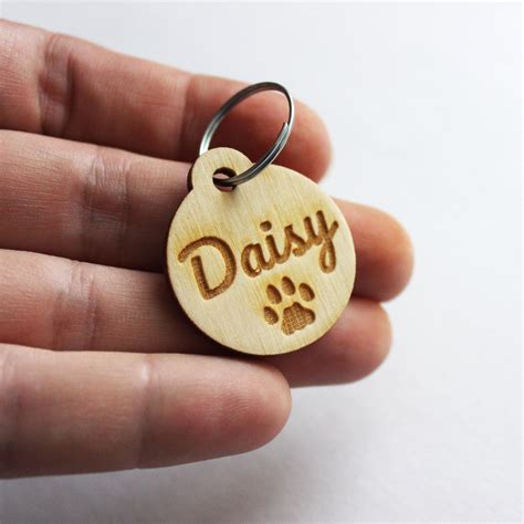 Engraved Dog Tags For Dogs Personalized Double Sided Wooden Etsy