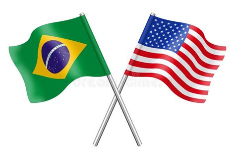 Bandeiras 3d Do Brasil E Verificadas Isoladas Em Fundo Branco Ilustração Stock Ilustração De