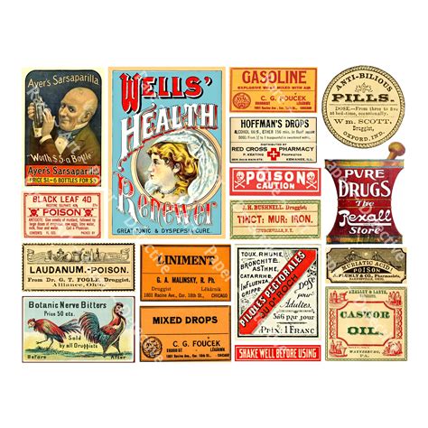 Antique Pharmacy Stickers Apothecary Poison Labels 17 Etsy In 2021