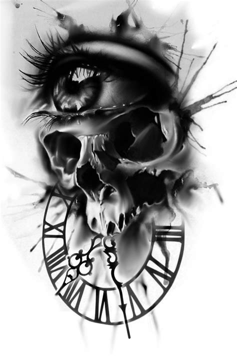 clock tattoo design skull tattoo design tattoo sleeve designs skull tattoos body art tattoos