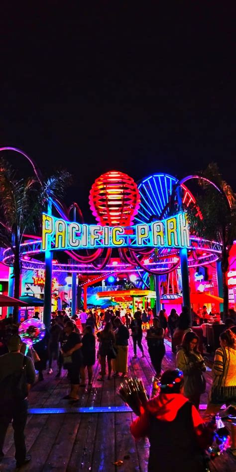 Pacific Park Amusement Park Colors Cool Lights Night People Hd