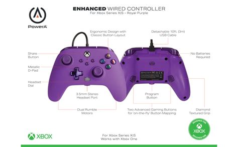 Powera Enhanced Wired Controller For Xbox Series Xs Royal Purple