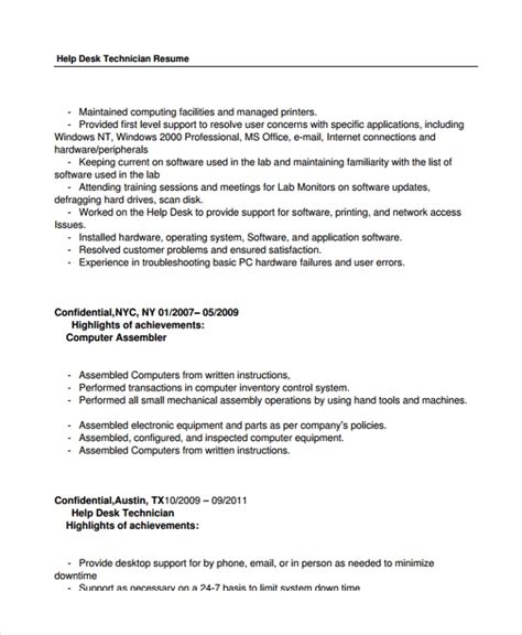 You can post this template on job boards to we are looking for a customer service oriented help desk specialist to provide technical support to users in an efficient and accurate manner. FREE 8+ Help Desk Technician Resume Templates in PDF | MS Word