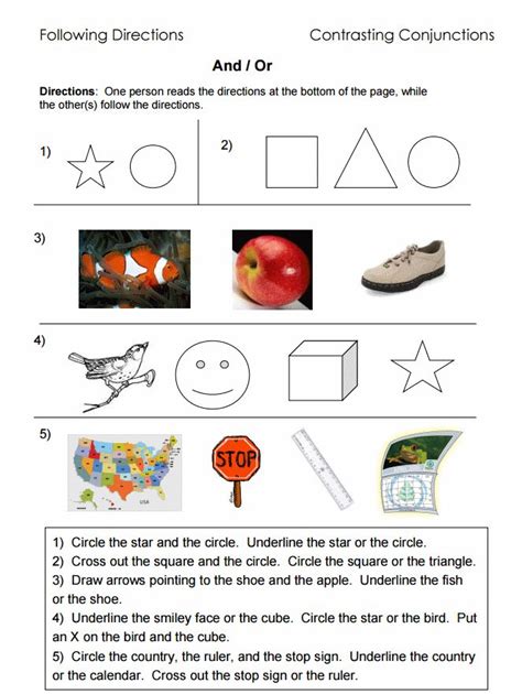 Following Simple Directions Worksheets