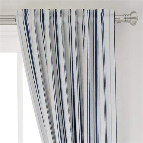 Navy blue or navy is a dark shade of the color blue. French Ticking Curtain Panel Navy Carolina Blue Stripe ...