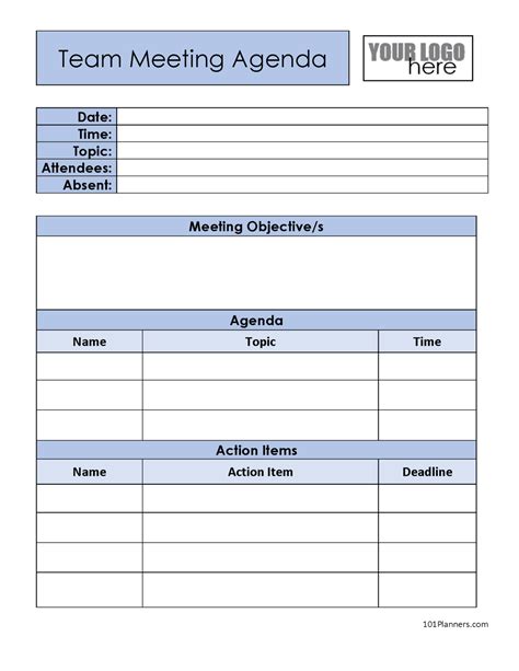 Team Meeting Agenda Template Fillable Printable Pdf Forms The Best