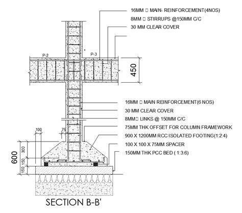13x15m House Plan Of Column Cum Beam Connection Secti