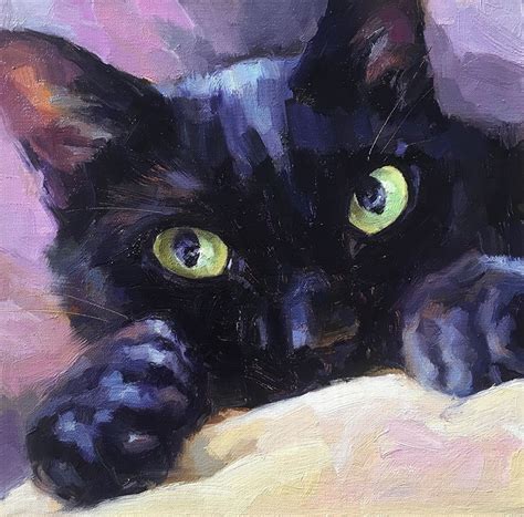Katya Minkina Artworks Gallery Black Cat Painting Black Cat Art Art