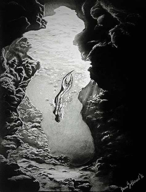 Magical Underwater Cave Drawing By Yana Ford Fine Art America