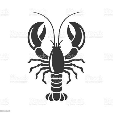 Lobster Silhouette Icon On White Background Vector Stock