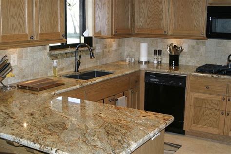 Lapidus Brown Granite Kitchen Countertops With Oak Cabinets Granite