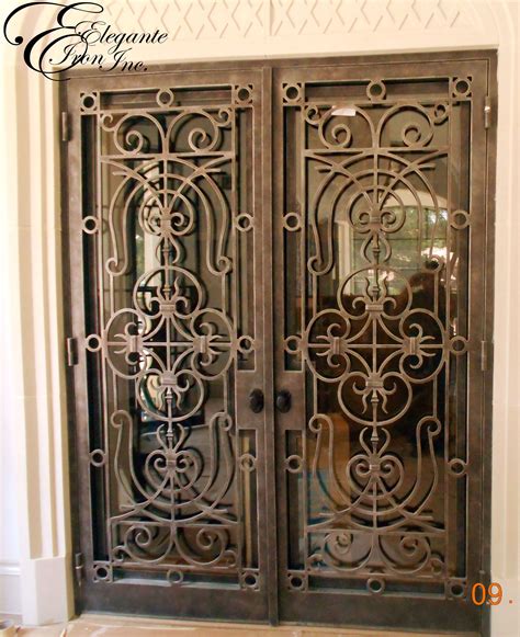 Custom Wrought Iron Door With Narrow Stile And Hardware Notch