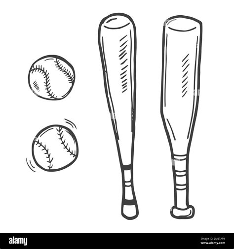 Vector Sketch Basebal Bat Vector Baseball Bat Doodle Illustration