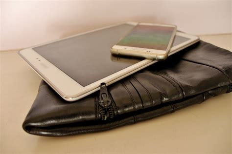 Black Leather Tablet Sleeve Upcycled Leather Tablet Case Handmade