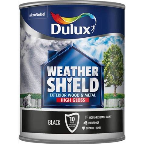 Dulux Weathershield Exterior Metal Paint Wood Paint Black 075l
