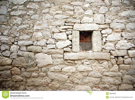Stone Wall With Small Window Texture Background Stock Image Image Of