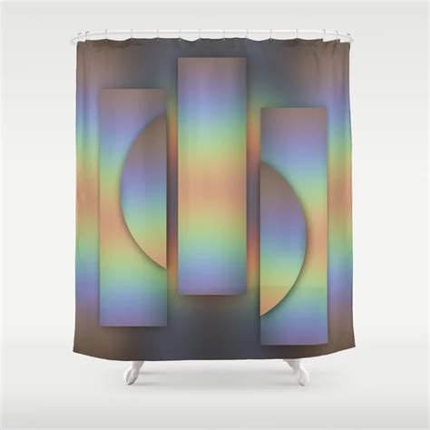 Modern Geometric Rainbow Abstract Shower Curtain By Walstraasart