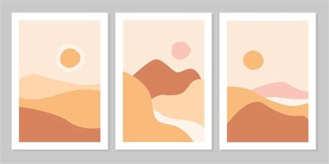 Premium Vector Set Of Aesthetic Modern Natural Abstract Landscape