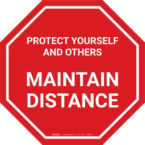 Protect Yourself And Others Maintain Distance Stop Floor Sign