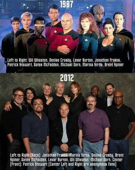 St Tng Cast Then And Now Star Trek Characters Star Trek Universe