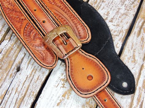 Carved Leather Guitar Strap For Acoustic Or Electric Guitar Bybodzi