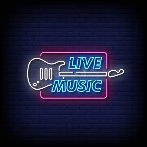 Live Music Neon Signs Style Text Vector Stock Illustration
