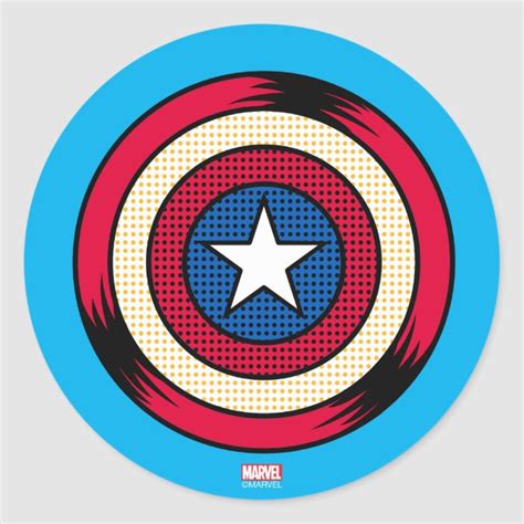 Captain America Halftone Shield Classic Round Sticker