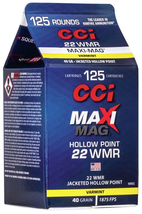 Cci® Maxi Mag® 22 Wmr 40gr Jhp 125 Round Carton International