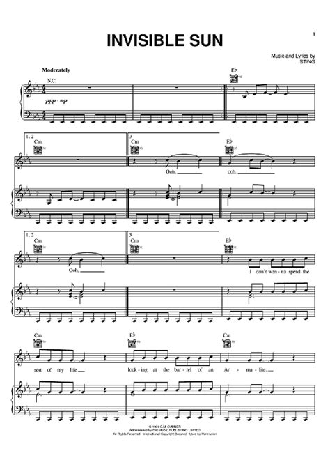 Invisible Sun Sheet Music By The Police For Piano Vocal Chords Sheet Music Now