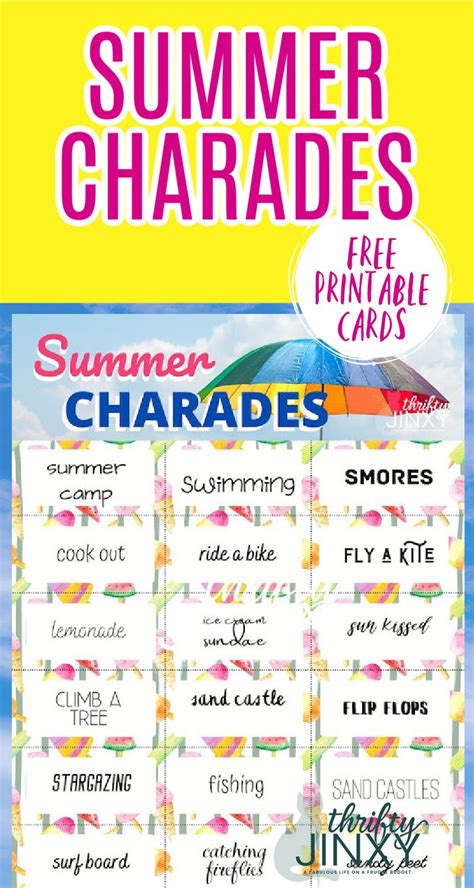 The goal of the game is to win the trick by playing the high card in each round, and to win more tricks than the other team. Free Printable Summer Charades Game Cards in 2020 | Card ...