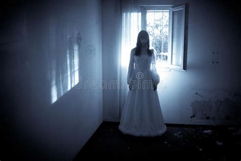 Mysterious Womans Ghost Horror Scene Of A Black Long Hair Scary Woman