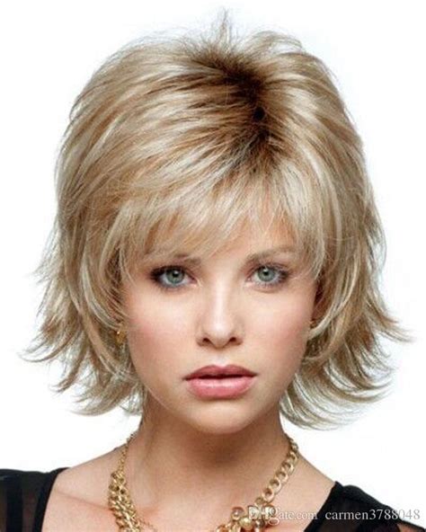 Short Layered Synthetic Human Hair Wigs Straight Loose Wigs For Black