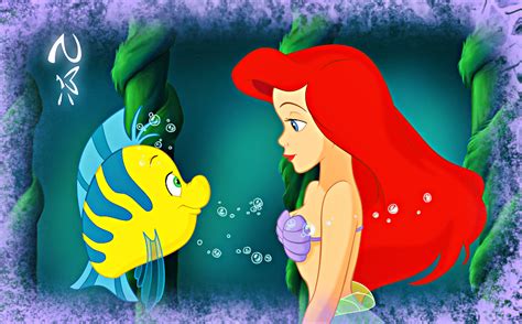 Walt Disney Fan Art Flounder And Princess Ariel Walt Disney