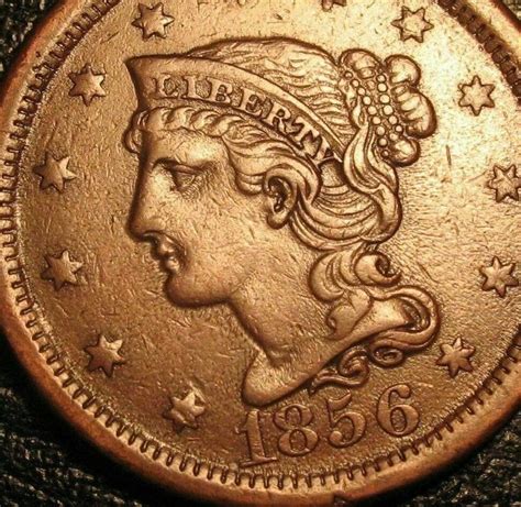 Old Us Coins 1856 Philadelphia Mint Copper Braided Hair Large Cent